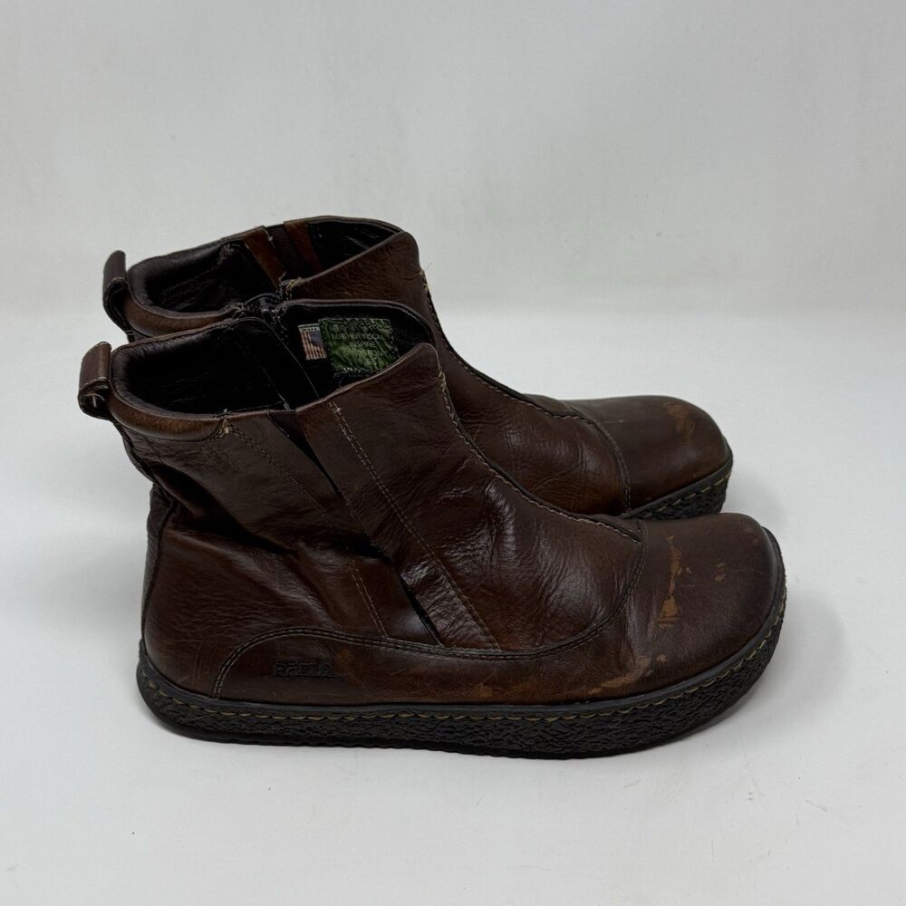 Earth Kalso Chukka Boots Womens 9.5 B Brown Leather Side Zip Minimalist Bohemian